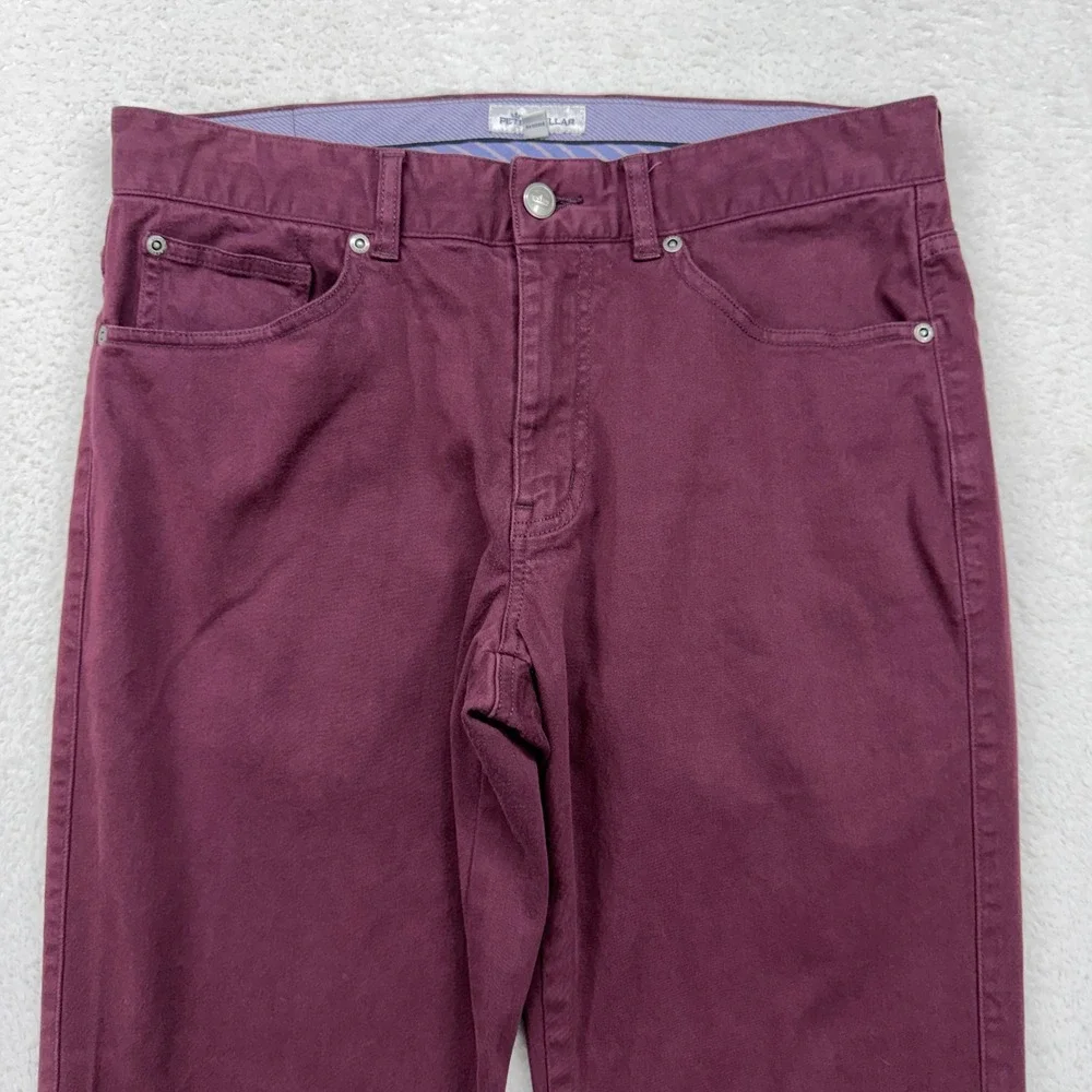 Peter Millar Mens 32 Burgundy Cotton Modal Stretch 5-Pocket Straight Leg Pants